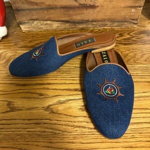 Zalo Women’s Navy Embroidered Loafers